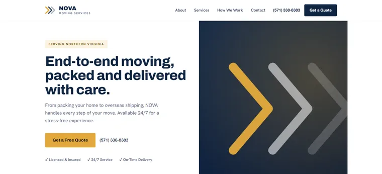 We Move NOVA moving company website homepage